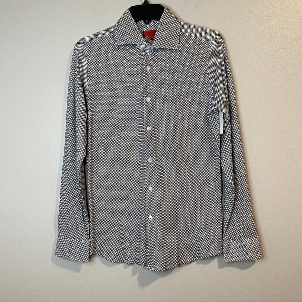 Znt18 Zanetti Cadiz Medallion Print Long Sleeve Trim Fit Shirt  14.5 32/33